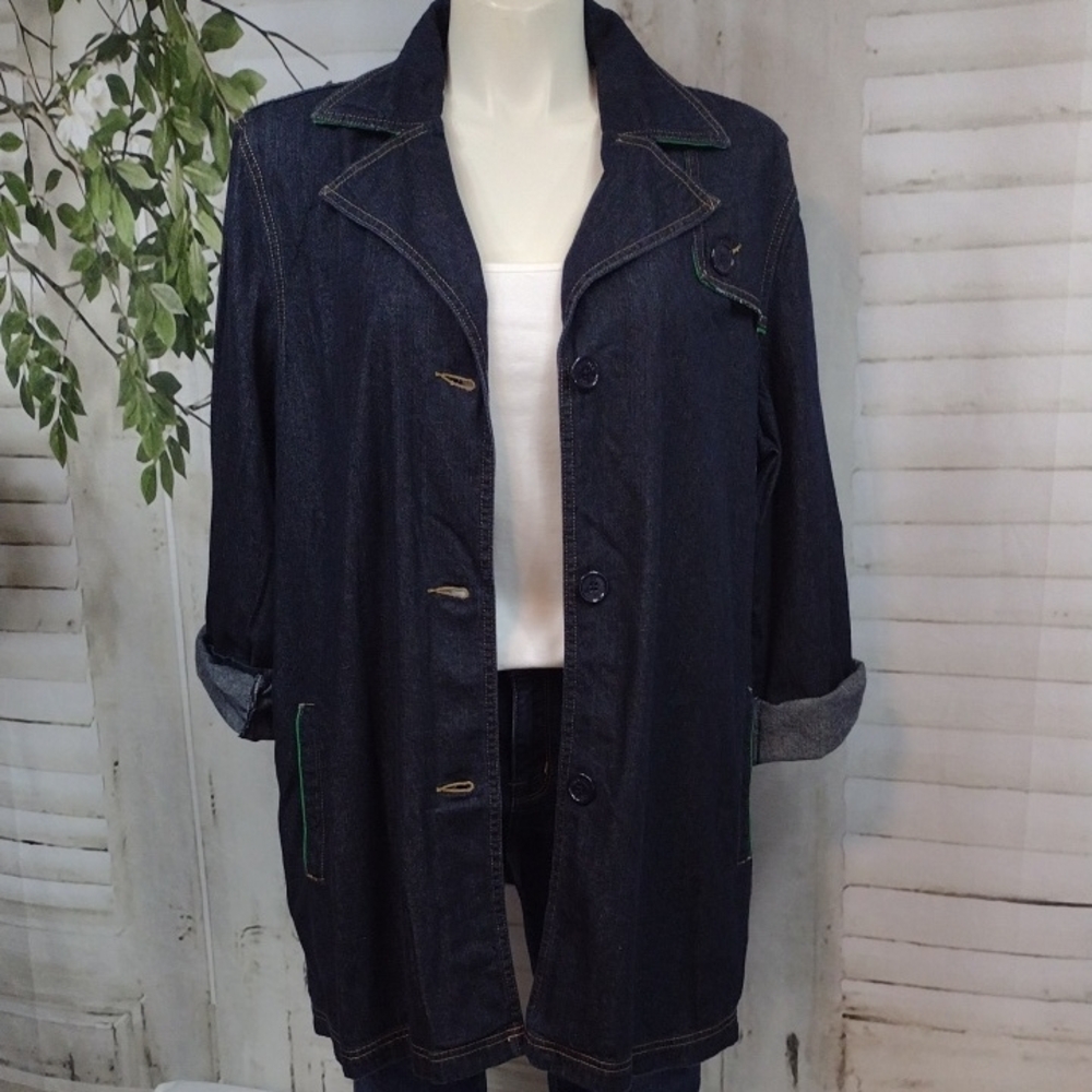 Venezia Dark Blue Denim Button-Front Jacket Size 22/24